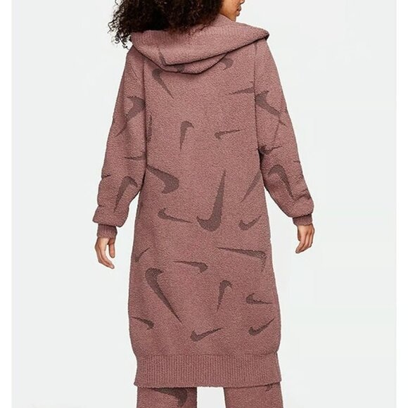 Nike NSW Phoenix Cozy Boucle Long Knit Cardigan Size XS Women Plum FD4282-208 - Picture 4 of 6